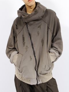【25SS】スラント ジップ ダメージ加工 パーカー / SLANT ZIP DAMAGED PARKA.13 / グラデーションブラウン