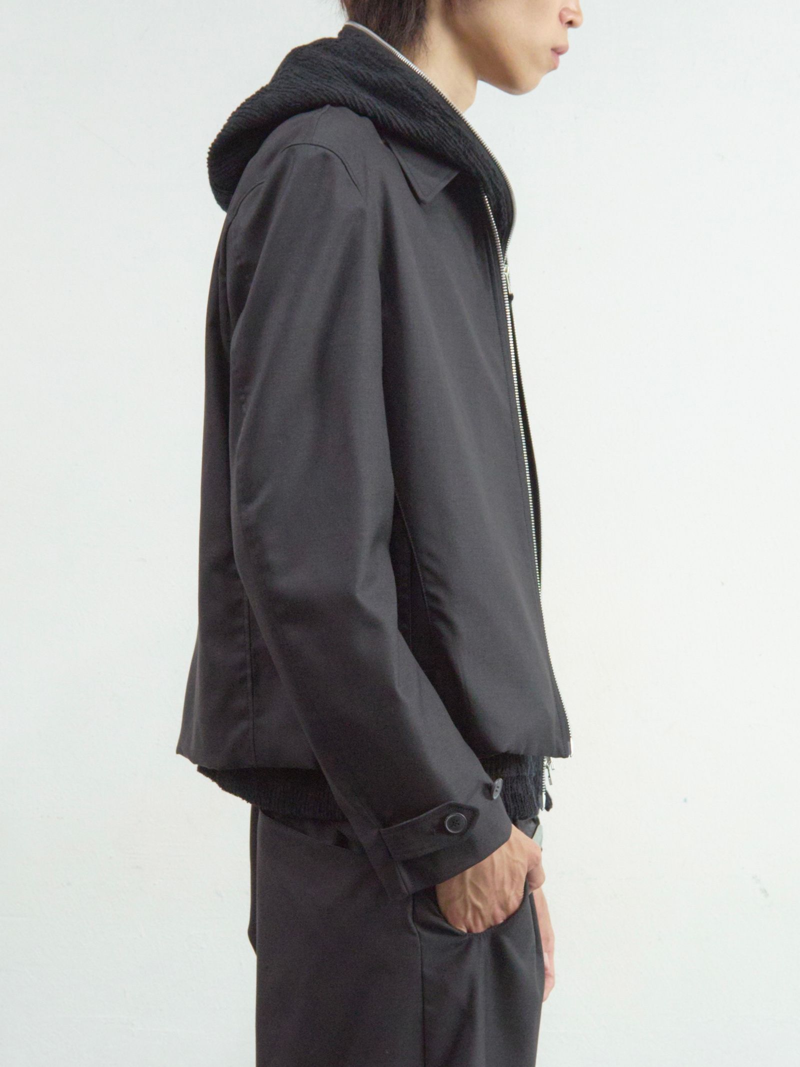 【26SS】ショート ジップ アップ ジャケット / SHORT ZIP UP JACKET / ブラック
