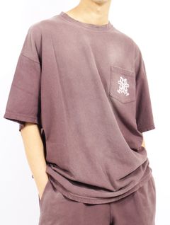 【25SS】"カミヤ-ローズ" ディストレスド ポケット Tシャツ 半袖 カットソー / “KMY-ROSE” DISTRESSED POCKET TEE / ブラウン