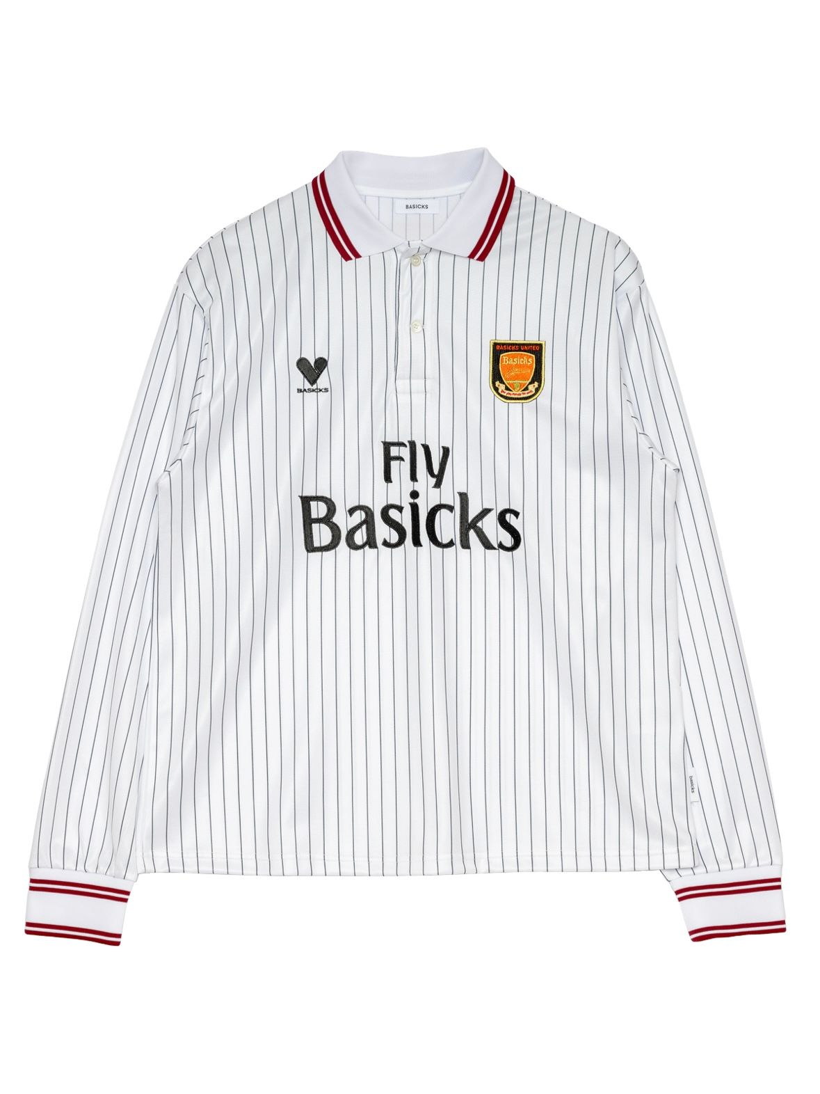 BASICKS - 【25SS】オーバーサイズ ストライプ フットボール 長袖 シャツ / OVERSIZED STRIPE FOOTBALL  SHIRT / ホワイト | STORY