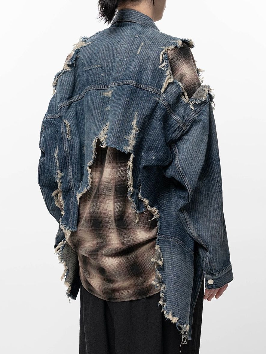 【26SS】チェックシャツ レイヤード デニム ジャケット / CHECK SHIRT  LAYERED DENIM JACKET / インディゴ