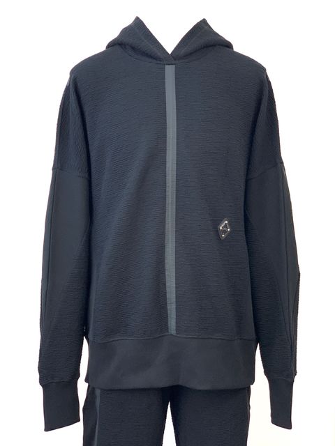 パネルロゴ フーディー / Knitted TEXTURED HOODY / ブラック × シルバー