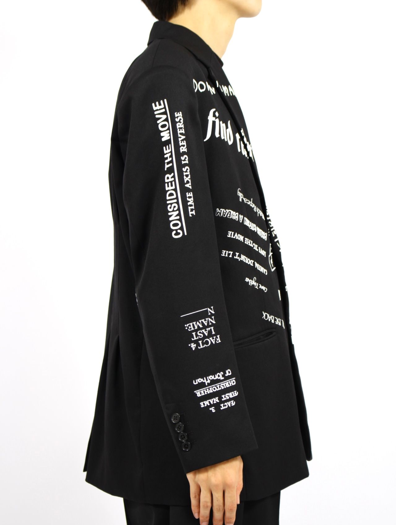 【25AW】"タトゥー" プリント テーラード ジャケット / "TATTOO" PRINTED TAILORED JACKET / ブラック