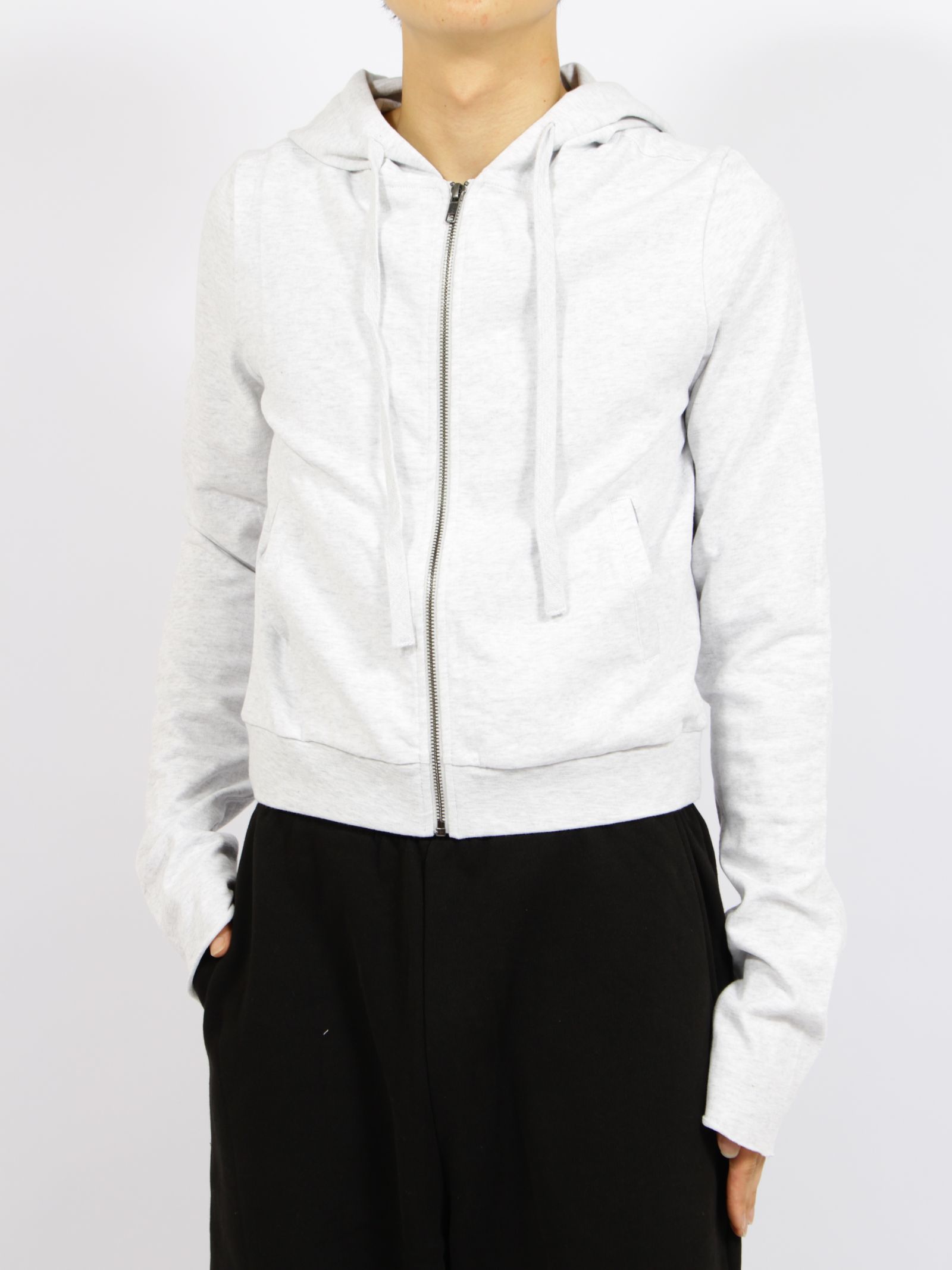 ライトウェイト クロップド ジップアップ フーディー パーカー / LIGHTWEIGHT CROPPED  ZIP UP / HEATHER GREY(グレー)