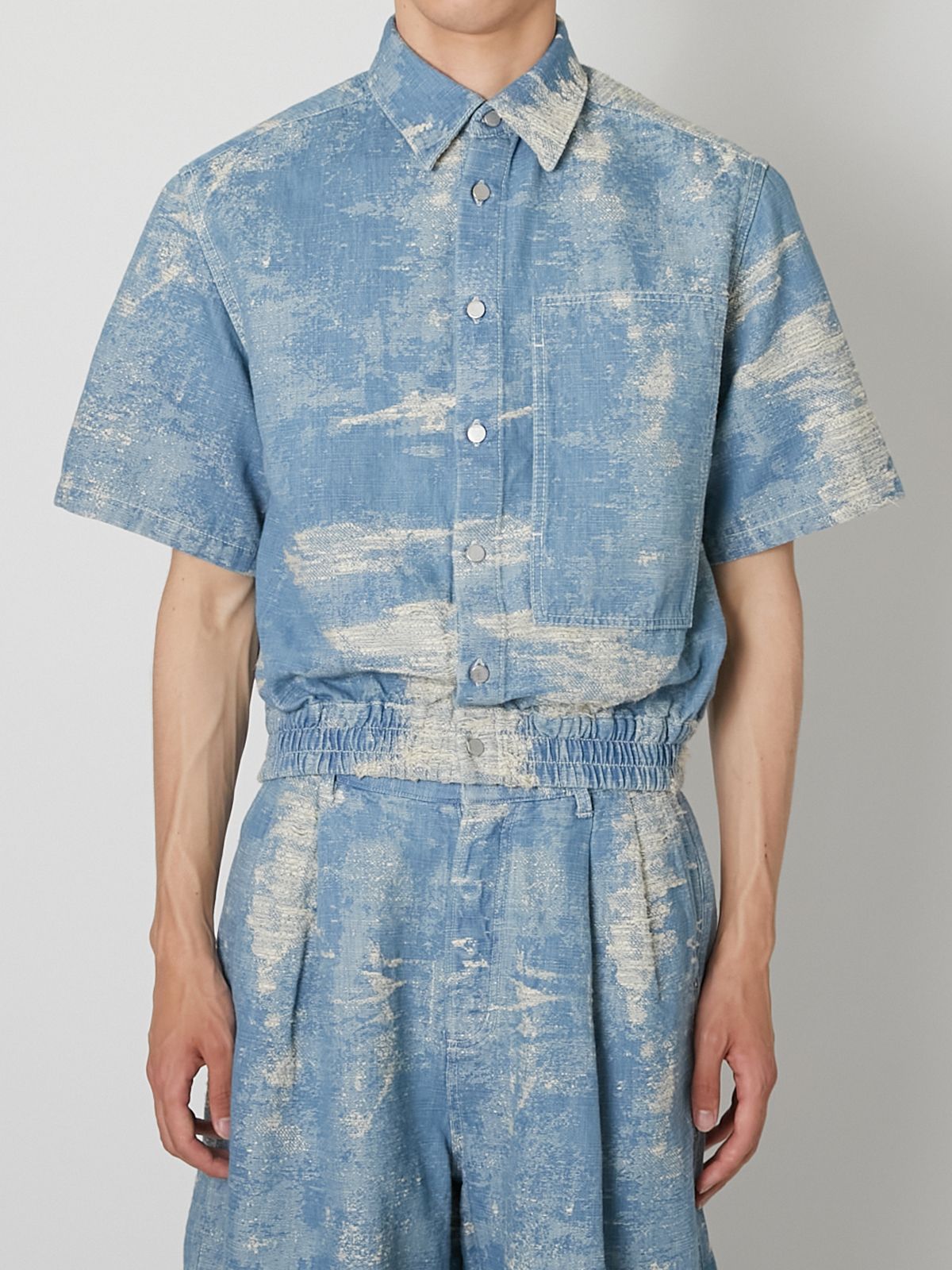 【27SS】デニム シャツ 半袖 Tシャツ / DENIM SHIRT / INDIGO BLEACH (インディゴ ブリーチ)