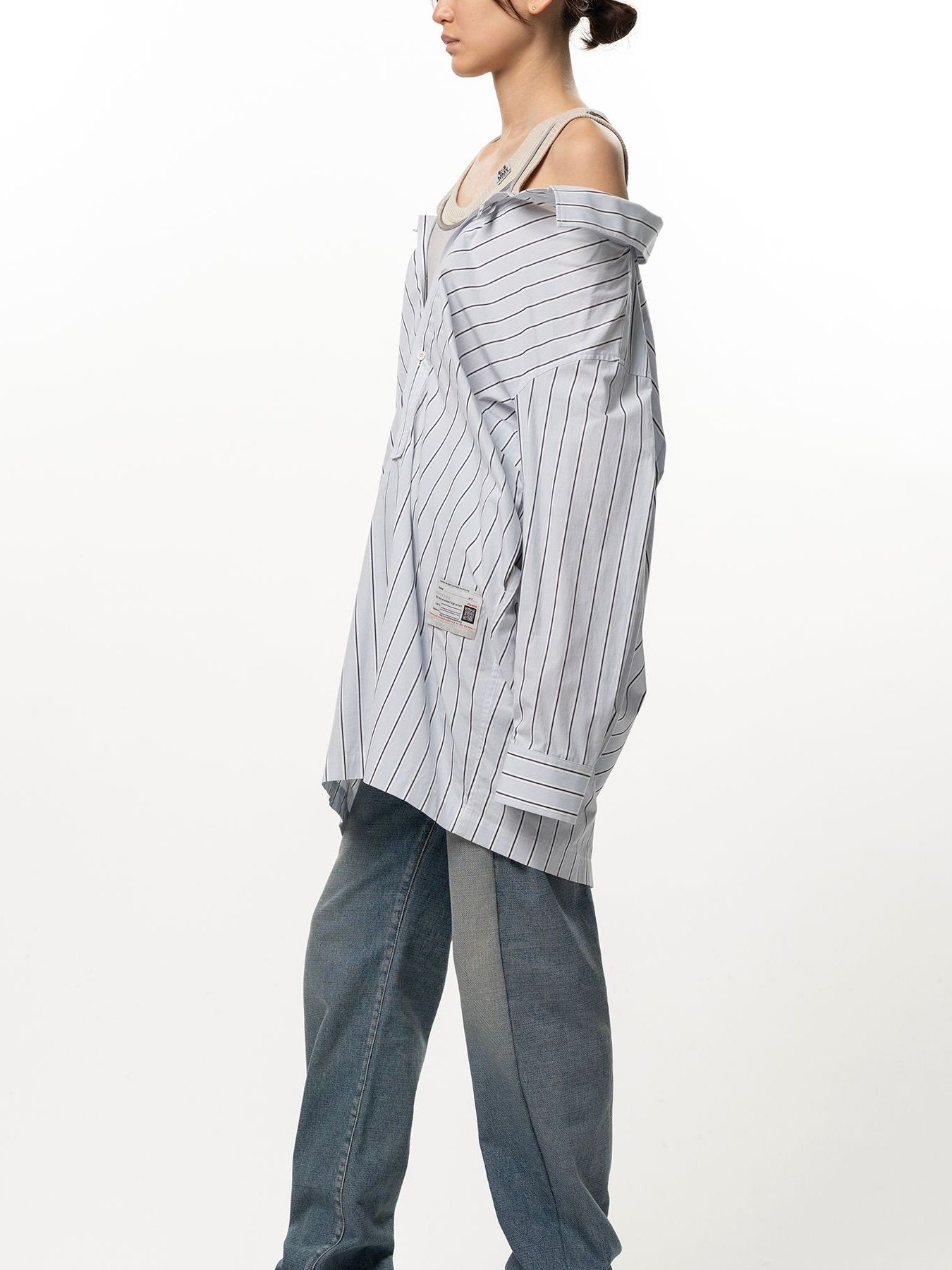 【26AW】レイヤード ストライプ シャツ ドレス / LAYERED STRIPE SHIRTS DRESS / ブルー