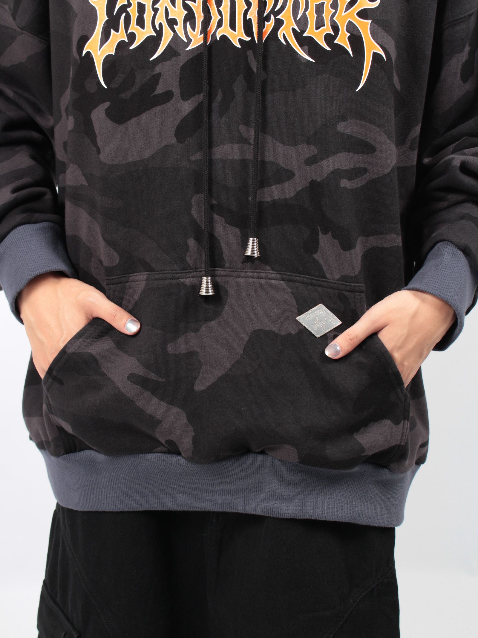 【24AW】カモフラージュ スウェット フーディー / CAMOUFLAGE HOODED SWEATER / ブラック