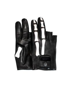 エーコルネ レザー ボーン グローブス ピースサイン フィンガーレス グローブ / A-CORNE LEATHER BONE GLOVES / ブラック