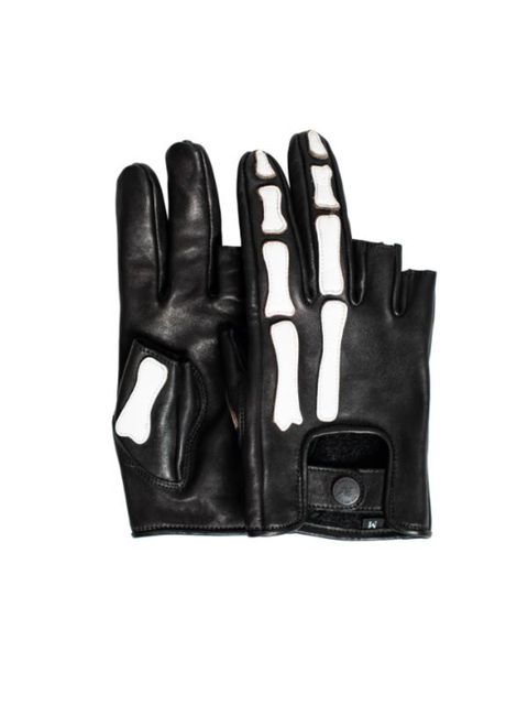 エーコルネ レザー ボーン グローブス ピースサイン フィンガーレス グローブ / A-CORNE LEATHER BONE GLOVES / ブラック