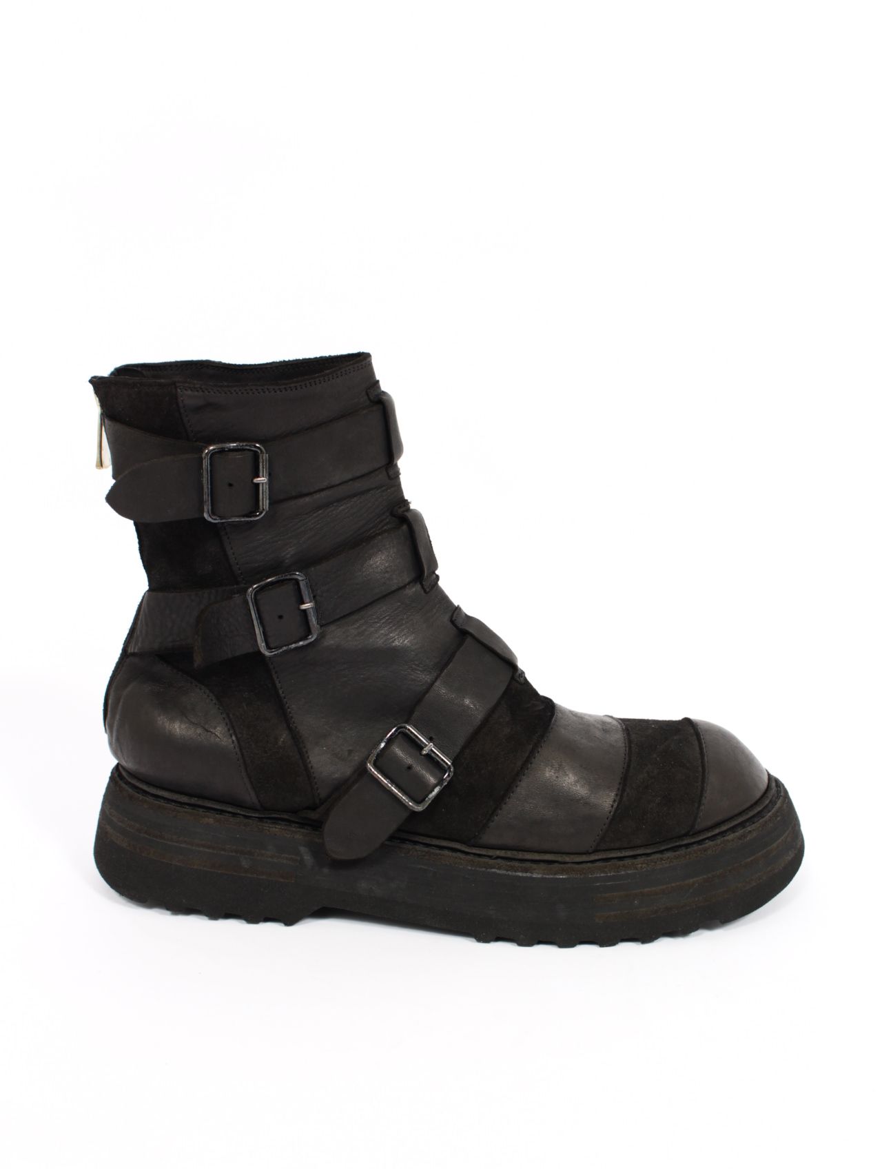 【526VPW】250足限定 馬革 ラバーソール ベルトバックル パッチワーク ブーツ / BELT BUCKLES PATCHWORK BOOT HORSE FULL GRAIN & REVERSE / ブラック