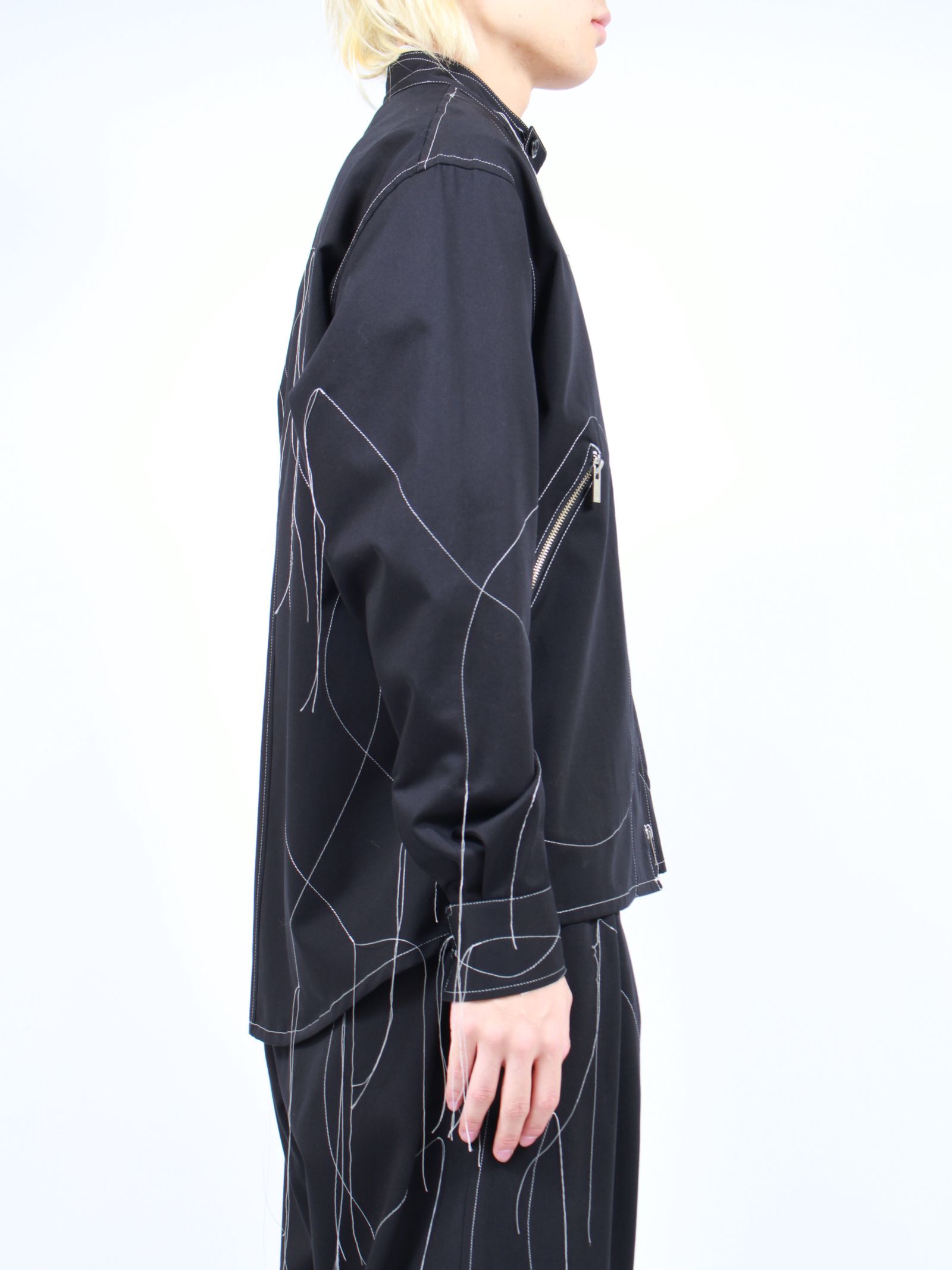 sulvam - 【24SS】ステッチデザイン ジップアップ ジャケット / STITCH ZIP UP JACKET / ブラック | STORY