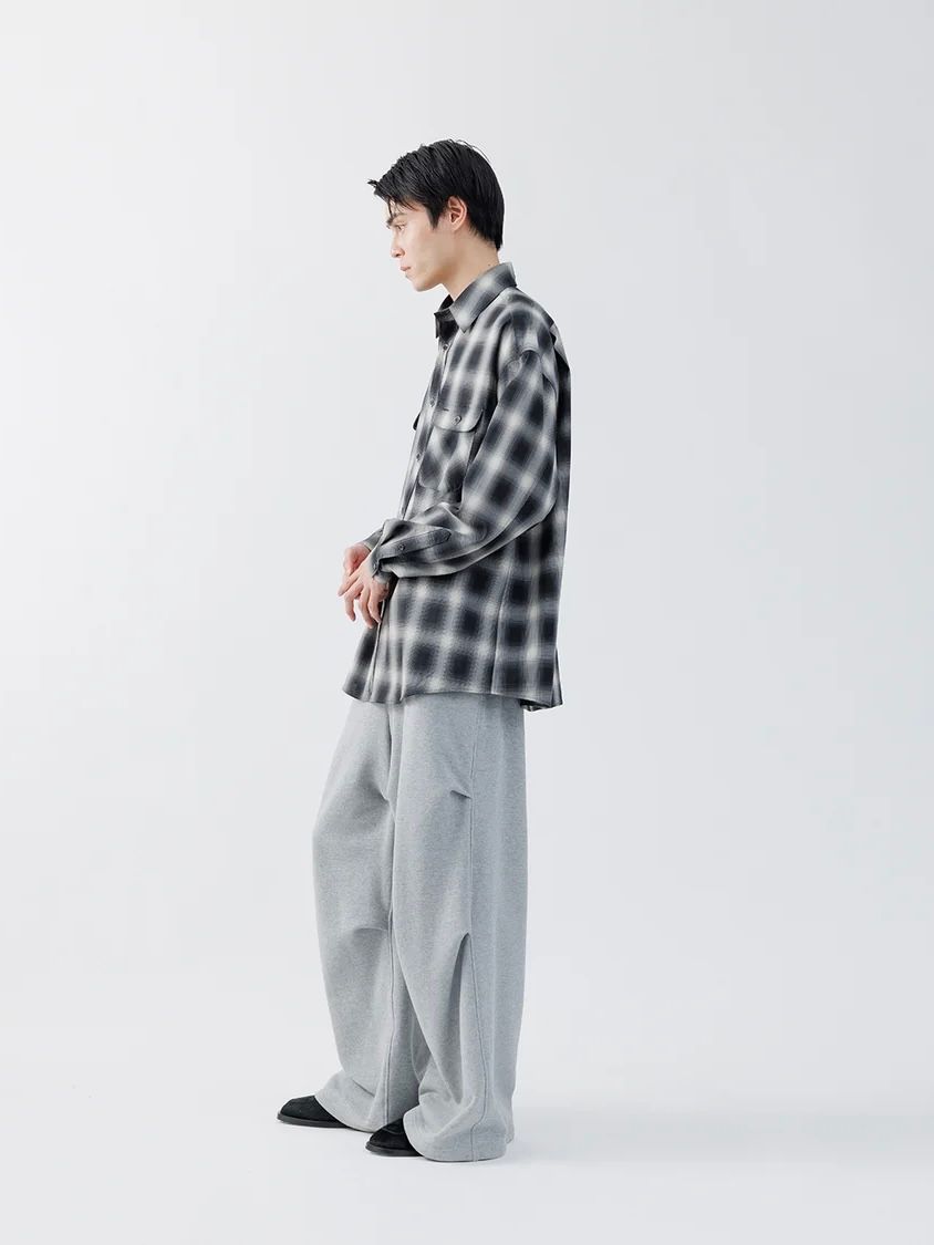 【26AW】ウォッシャブル ウール チェック シャツ / WASHABLE WOOL OMBRE CHECK SHIRTS .16 / GRAN BLACK(ブラック)