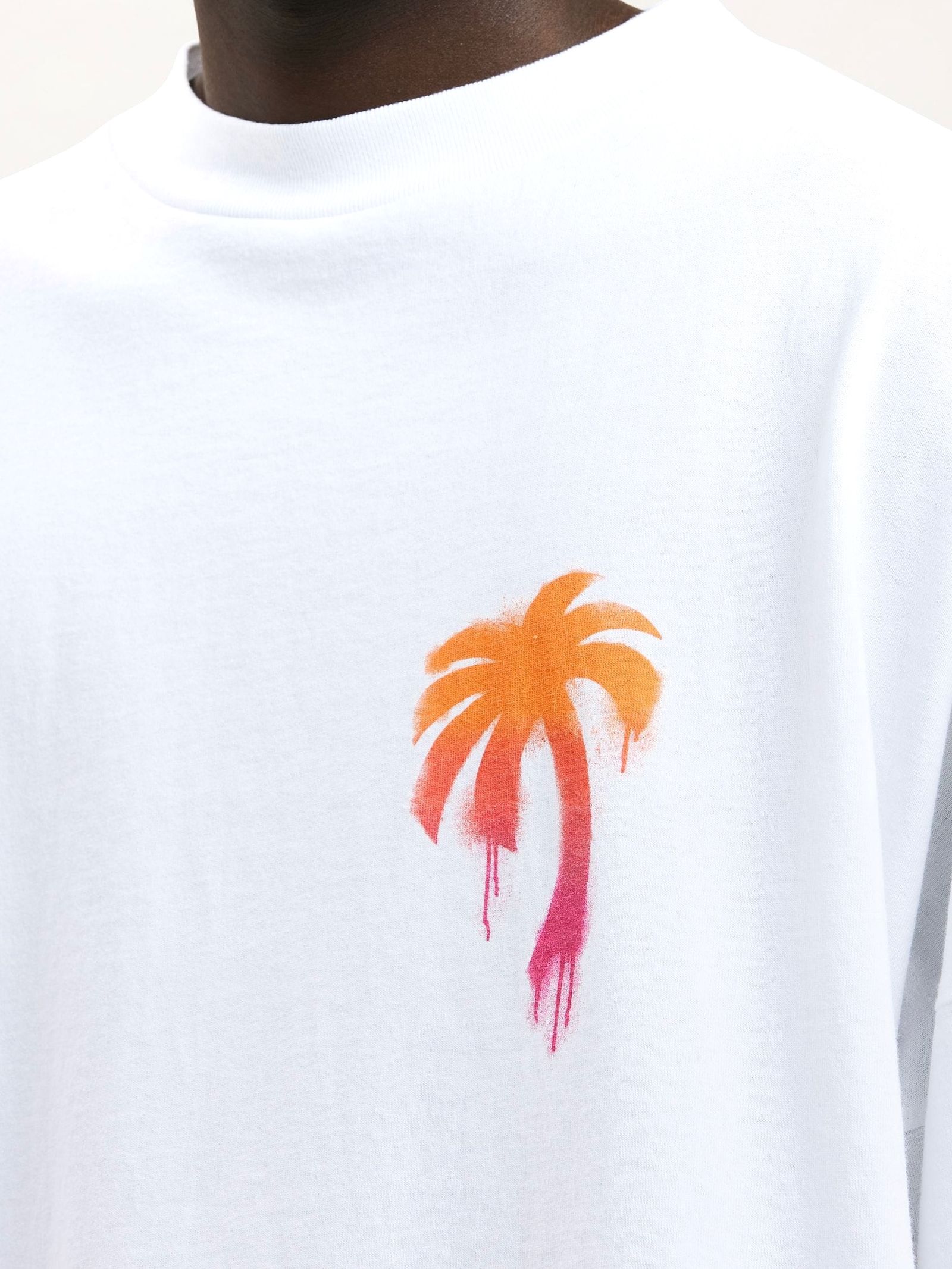 【22AW】スプレーロゴ オーバーサイズ Tシャツ / SPRAYED PALM LOGO OVER TEE / ホワイト × フクシャ - XS -  ホワイト