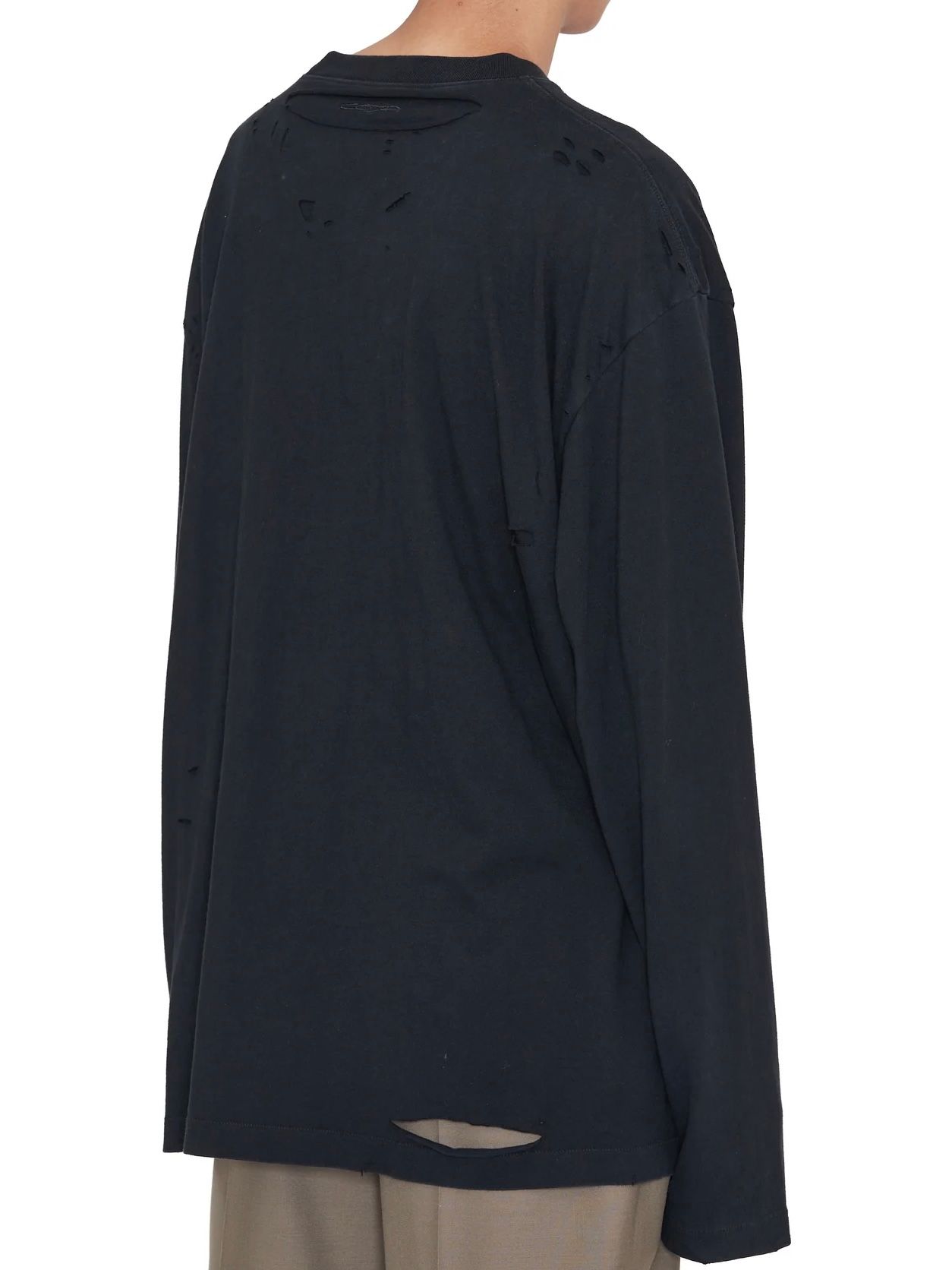 【24AW】ダブル レイヤード ディストロイ Tシャツ / ASH GREY AGING DOUBLE LAYERED DISTROYED TEE / ブラック