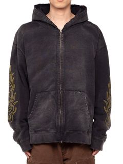 【24AW】ロープ ブリーチド ジップアップフーディ / "ROPE" BREACHED ZIP-UP HOODIE / ブラック