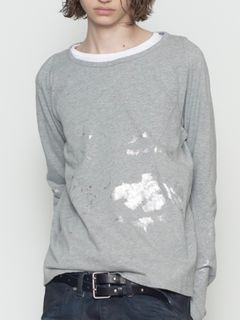 【26AW】フォイル プリント スプラッター ロング スリーブ Tシャツ / FOIL PAINT SPLATTER LONG SLEEVE T-SHIRT / HEATHER GRAY(グレー)