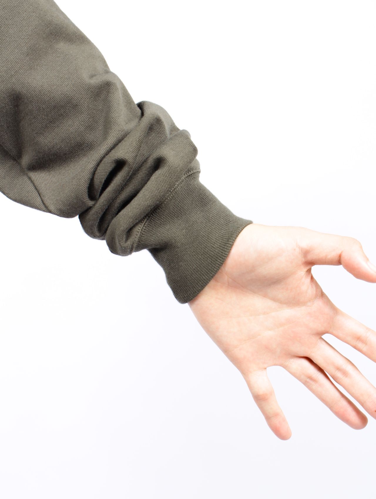 【25AW】リブ クルーネック 長袖スウェット シャツ / SHORT CREWNECK LS / ボスコ(カーキ)