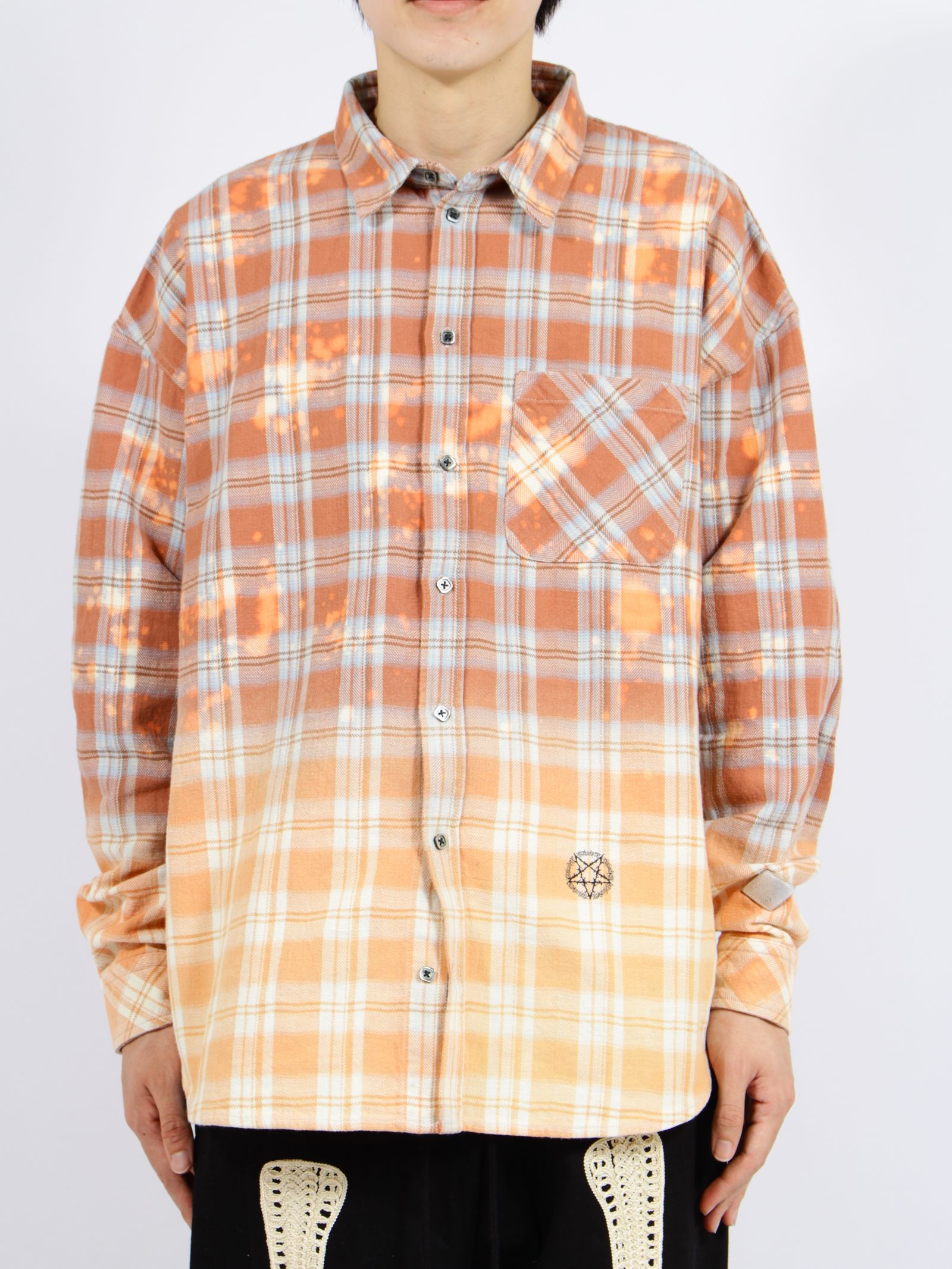 【26SS】コットン フランネル チェック ブリーチ シャツ / COTTON FLANNEL CHECK BLEACH SHIRT / レッド