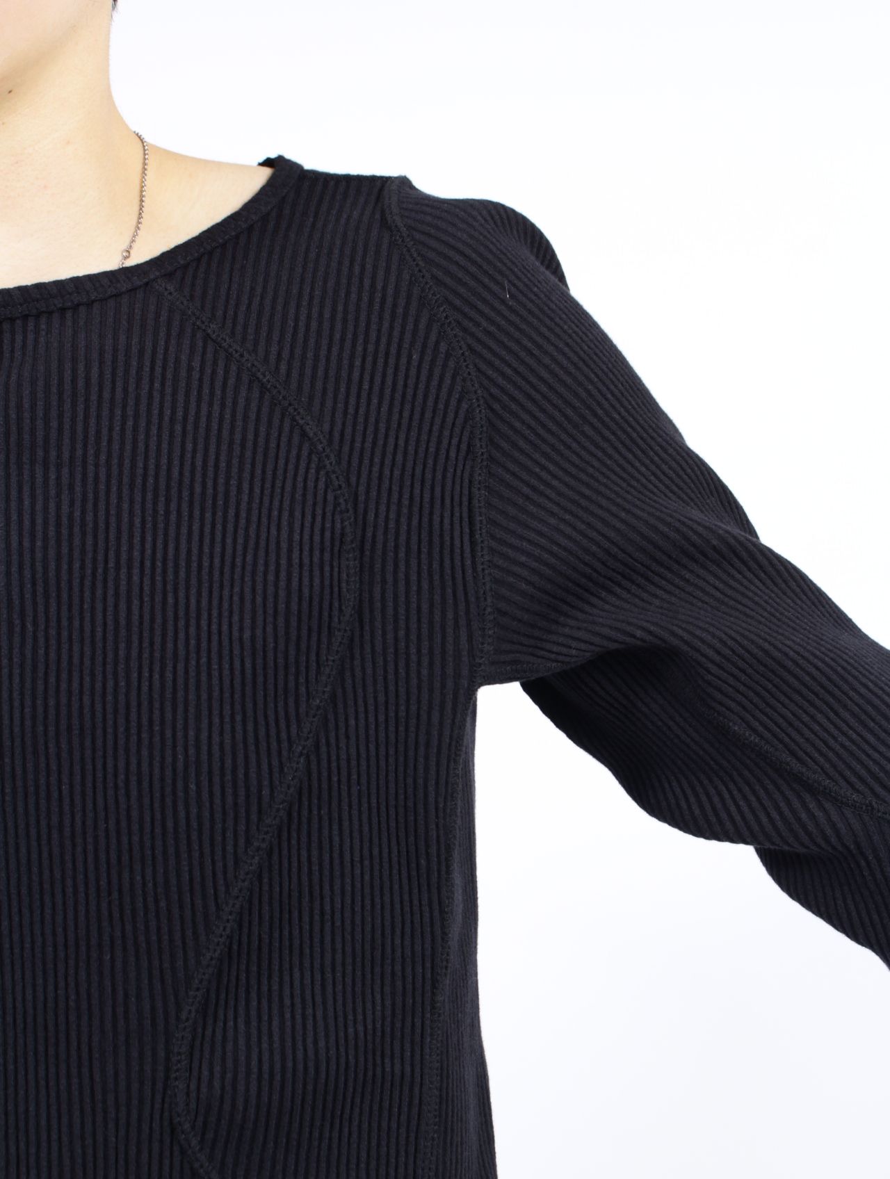 【26SS】 パネルド リブ ロングスリーブ 長袖 Tシャツ / PANELLED RIBBED LONG SLEEVE T-SHIRT / BLACK (ブラック)