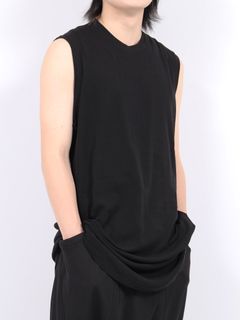 【24AW】インターロック ノースリーブ カットソー Tシャツ / COTTON DRY INTERLOCK / ブラック