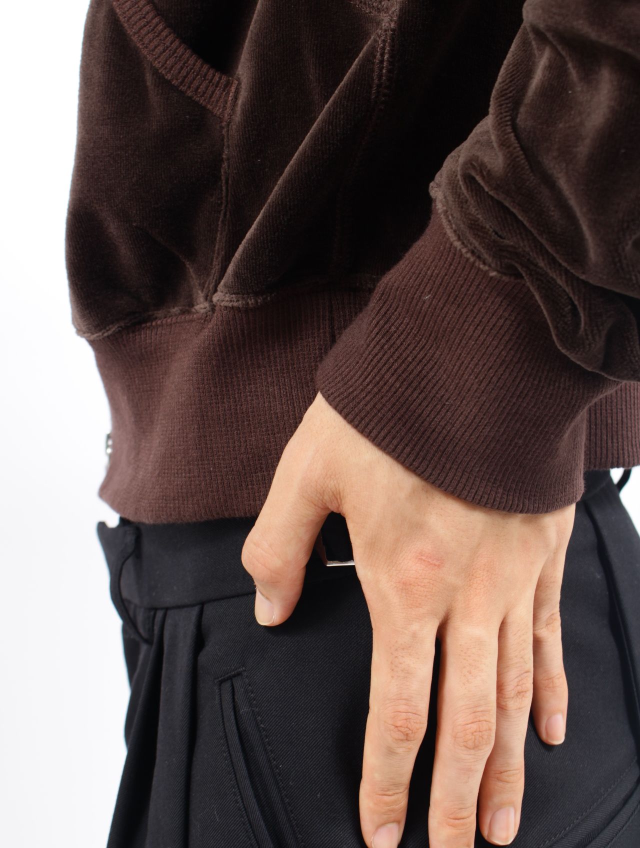 【25AW】 ベロア ジップアップ フーディー  パーカー VELOUR ZIP UP HOODIE / BROWN(ブラウン)