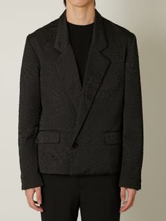 【24AW】シュリンク キルティング テーラード ショートジャケット / SHRINK QUILTING TAILORED SHORT JACKET / ブラック