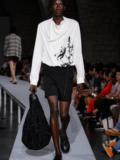 【27SS】ドレープド デザイン シャツ 花柄 長袖シャツ / DRAPED DESIGN SHIRT / ホワイト