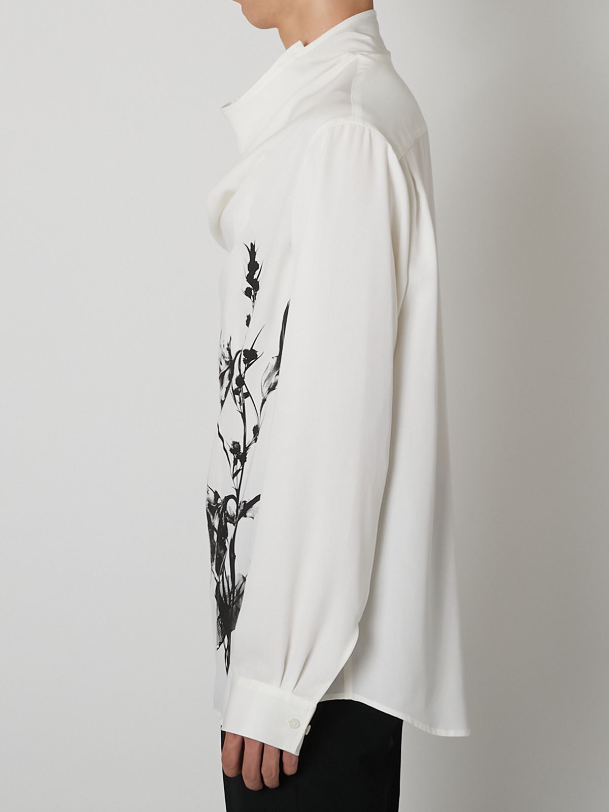 【27SS】ドレープド デザイン シャツ 花柄 長袖シャツ / DRAPED DESIGN SHIRT / ホワイト
