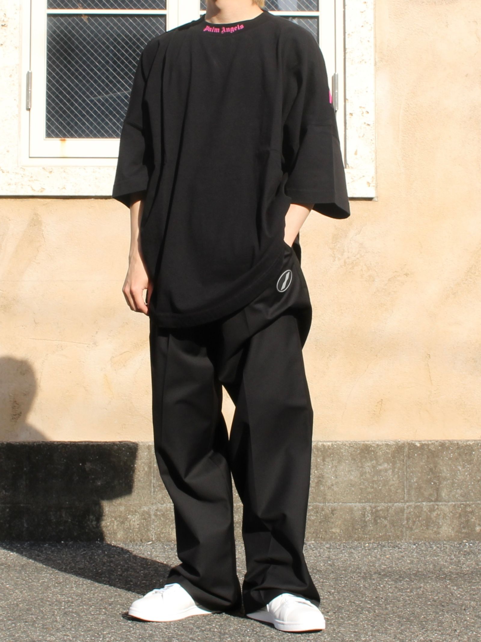 【22SS】ダブルロゴ オーバーTシャツ / DOUBLED LOGO OVER TEE / ブラック - S - ブラック