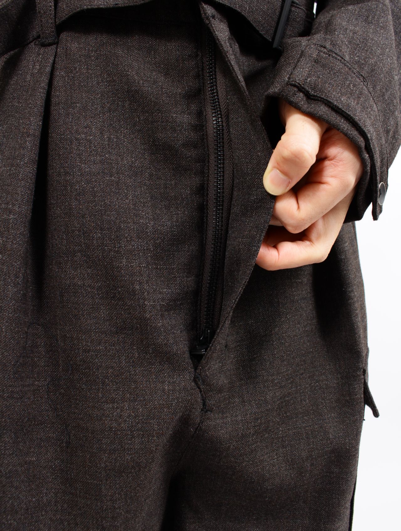 【26SS】ラフ ウール ジャンプスーツ / ROUGH WOOL JUMPSUIT .15 / ダークブラウン