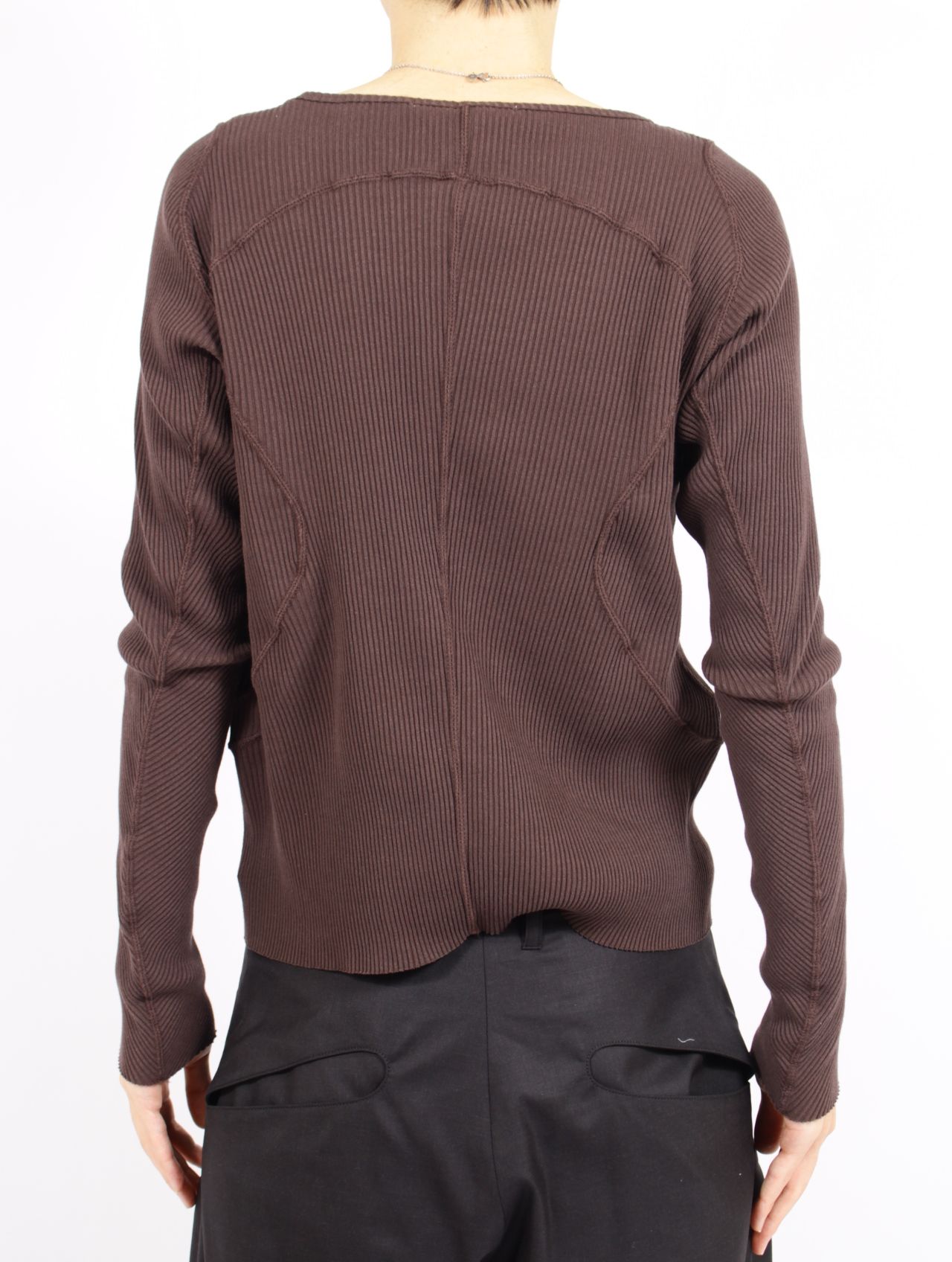 【26SS】 パネルド リブ ロングスリーブ 長袖 Tシャツ / PANELLED RIBBED LONG SLEEVE T-SHIRT / BROWN (ブラウン)