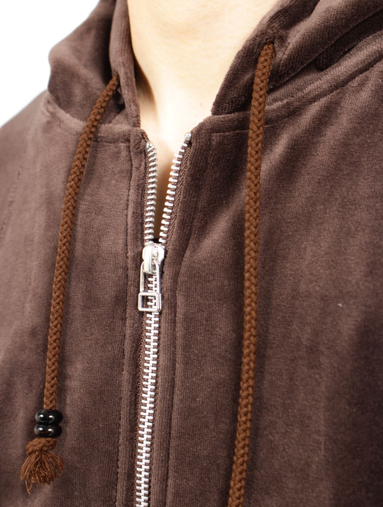 【25AW】 ベロア ジップアップ フーディー  パーカー VELOUR ZIP UP HOODIE / BROWN(ブラウン)