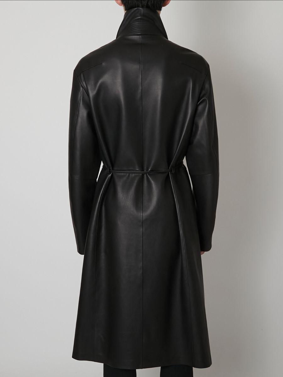 【27SS】アンライニング シープ レザー コート トレンチコート / UNLINED SHEEP LEATHER COAT / ブラック