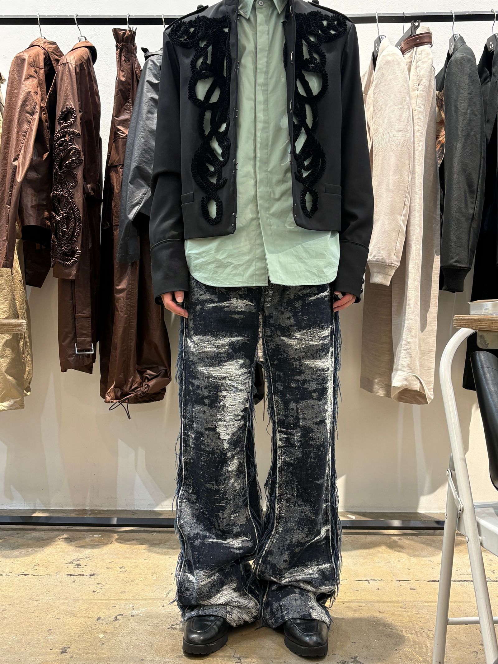 【27SS】デザイン フレア パンツ ジャガードデニム / DESIGN FLARE PANTS / ONE WASH (ワン ウォッシュ)