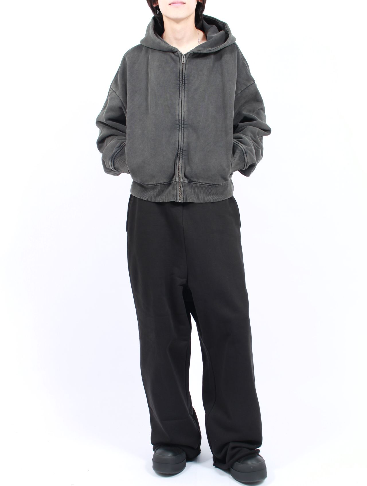 サーマル フード ジップアップ パーカー / THERMAL HOOD / WASHED BLACK(ウォッシュブラック)