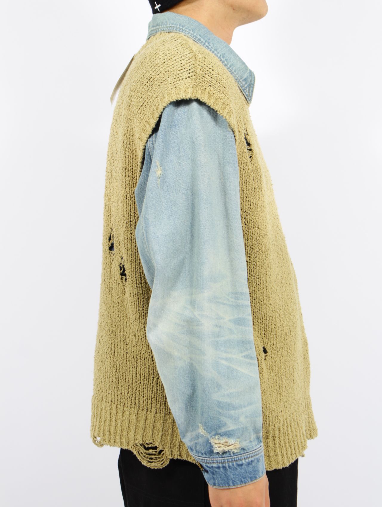 【25SS】サンフェード ニットベスト / SUN-FADED KNIT VEST / カーキ