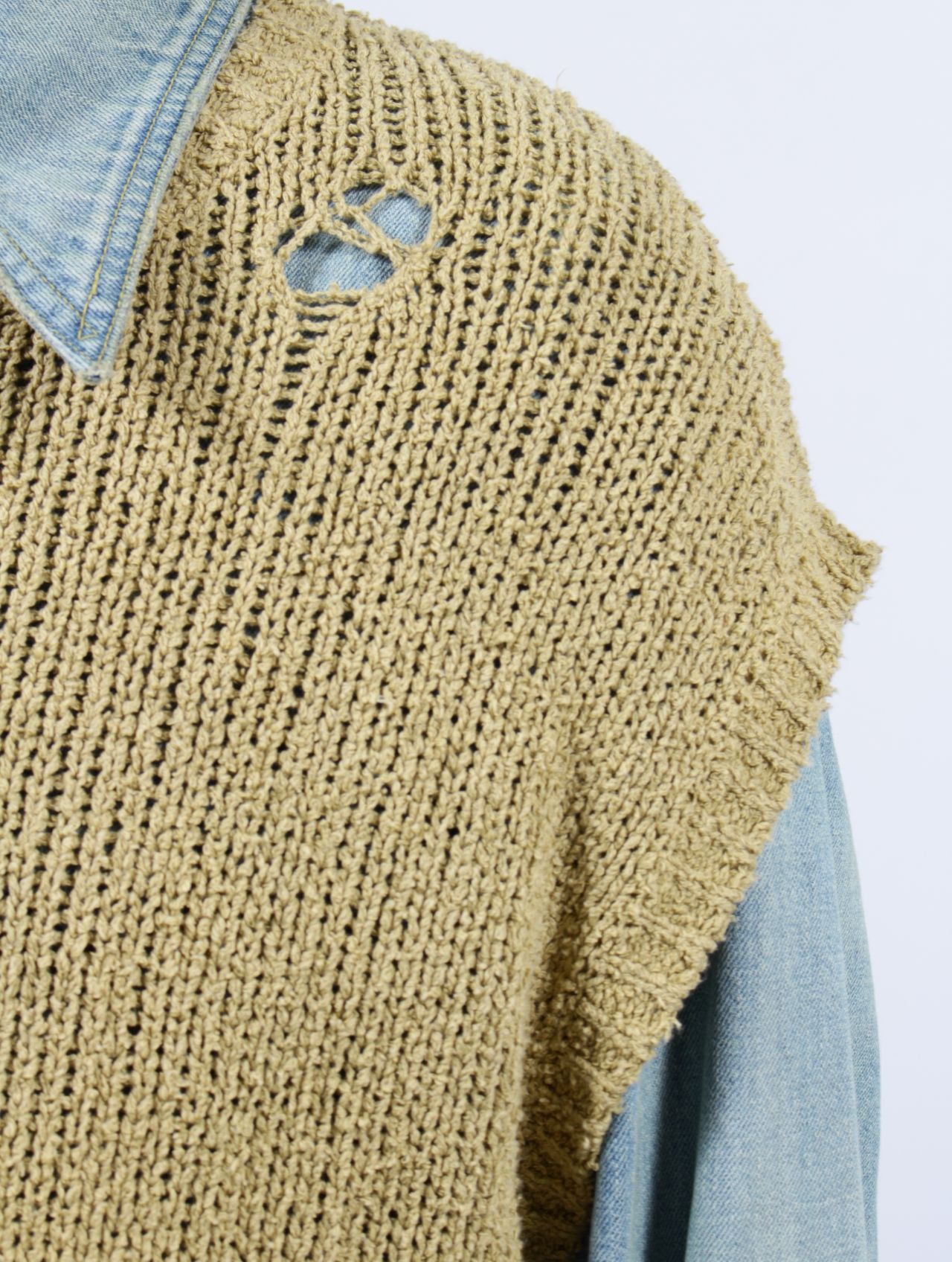 【25SS】サンフェード ニットベスト / SUN-FADED KNIT VEST / カーキ
