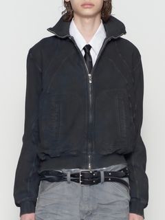 【26AW】パネルド ジップ アップ スウェット シャツ / PANELED ZIP UP SWEAT SHIRT / FADED BLACK(ブラック)