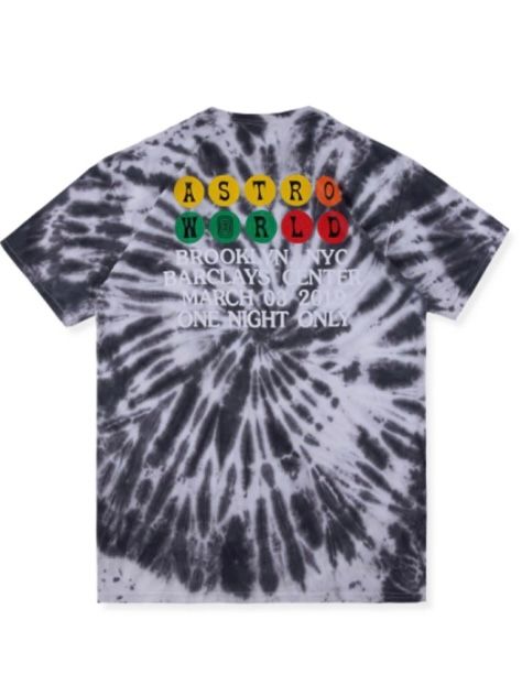 フレイムバス タイダイTシャツ / ASTROWORLD  Tour Flame bus Tie Dye Tee / ブラック × マルチカラー