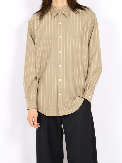 【26AW】 ウール ストライプ シャツ / WOOL STRIPED SHIRT / ベージュ