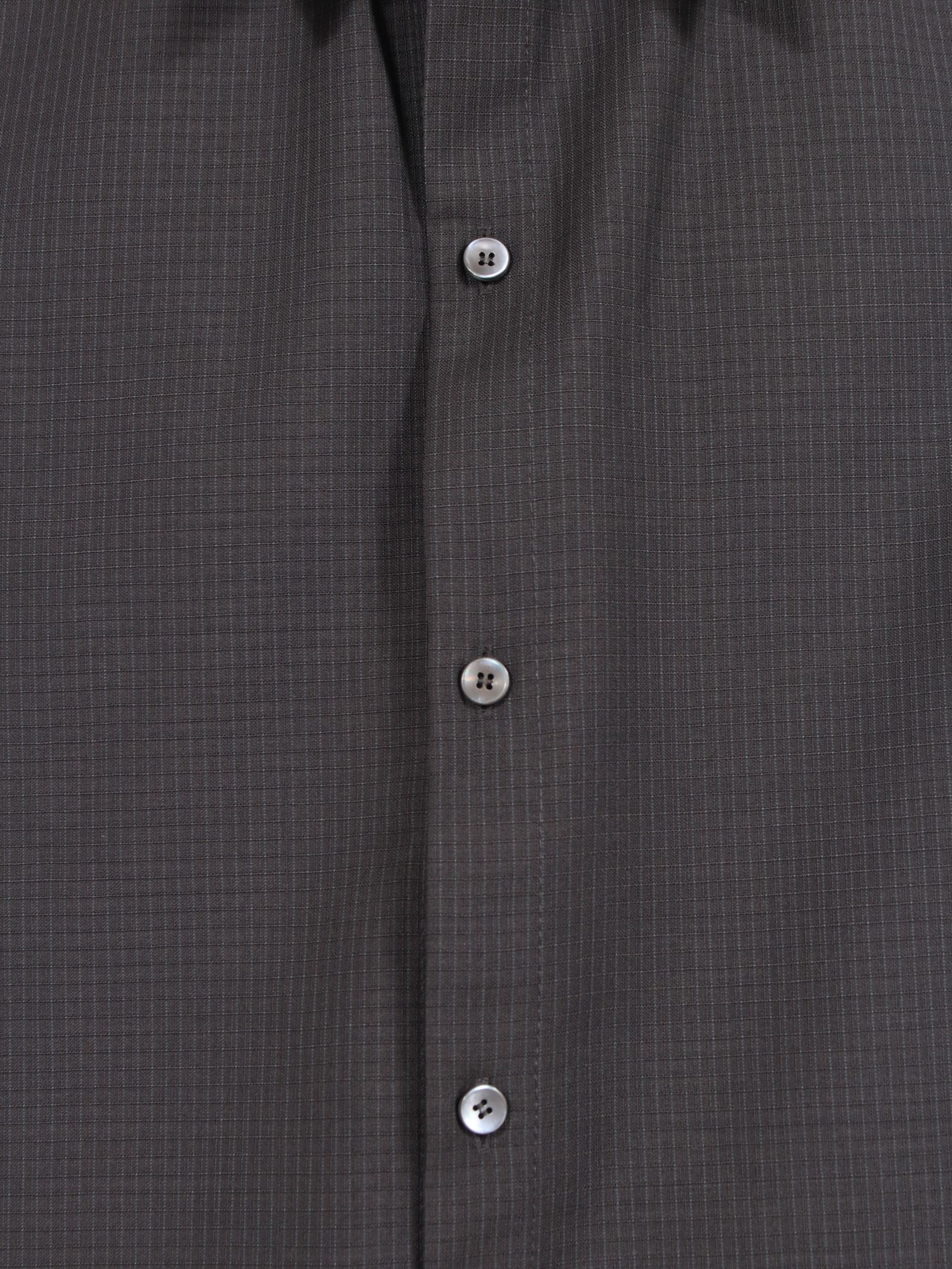 【24AW】ウール ハンドステッチ ヘム ボーダー リラックスフィット シャツ / HAND-STITCHED HEM BORDER RELAXED FIT SHIRT / ブラック