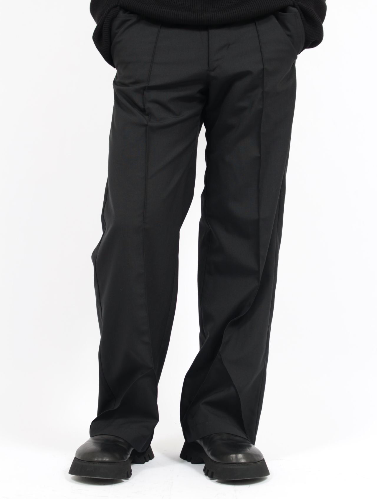 【26SS】ウール ストレート トラウザーズ スラックス / YTRS / ブラック