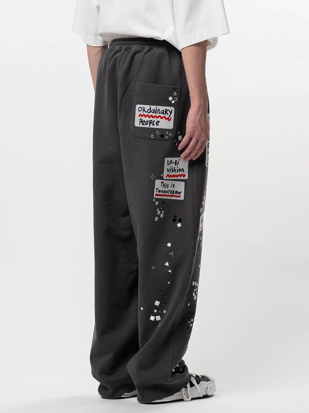【26SS】エンブリッシュド ステッカー パンツ スウェット / EMBELLISHED STECKER PANTS / ブラック