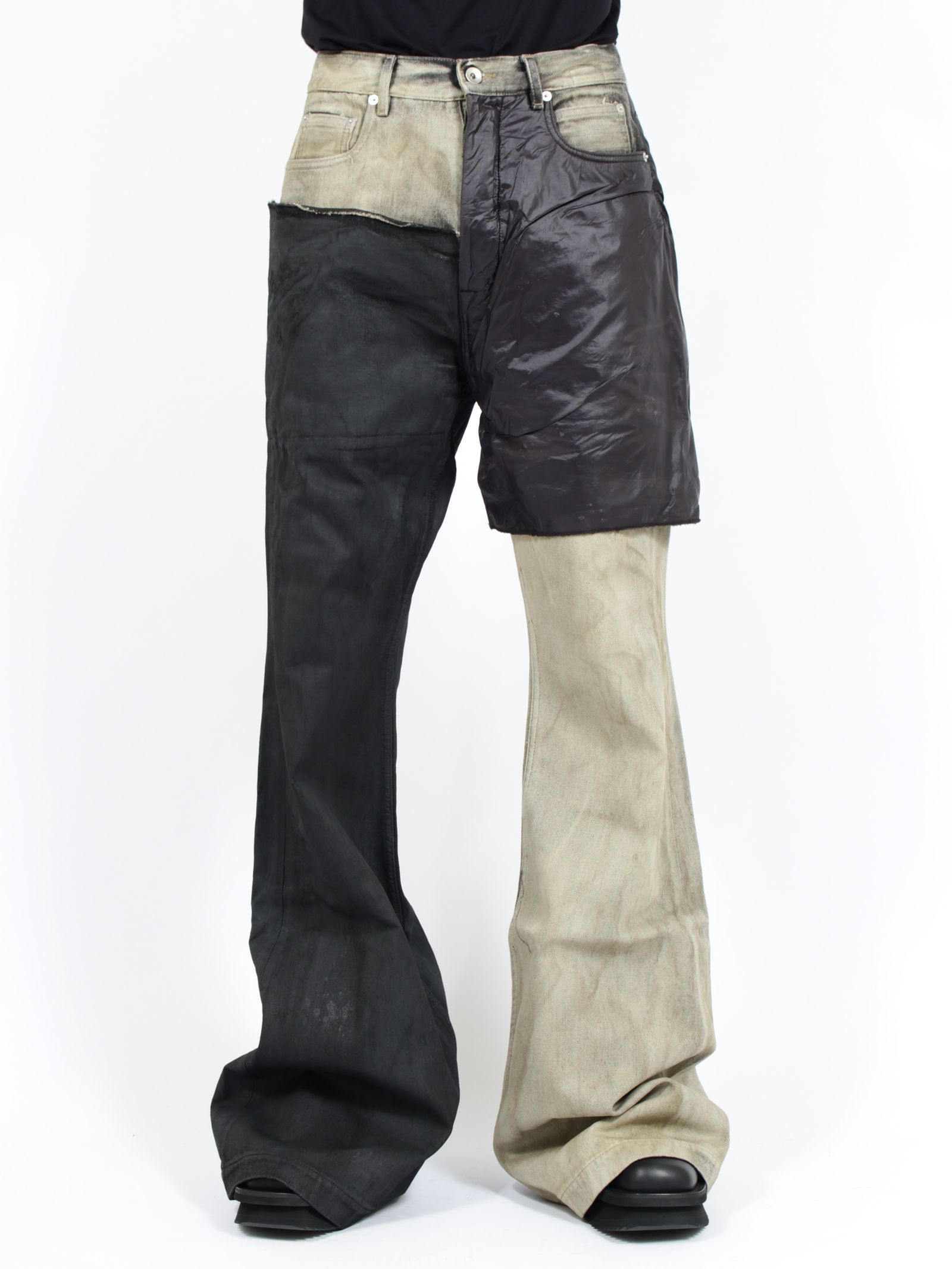 【26SS】ボラン ブーツカット 異素材 コンビネーション フレア デニム / BOLAN BOOTCUT / ダスト×ブラック