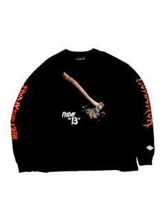 【13日の金曜日コラボ】ポスター ビジュアル ロングスリーブ Tシャツ / xFRIDAY THE 13TH POSTER VISUAL L/S T-SHIRT / ブラック