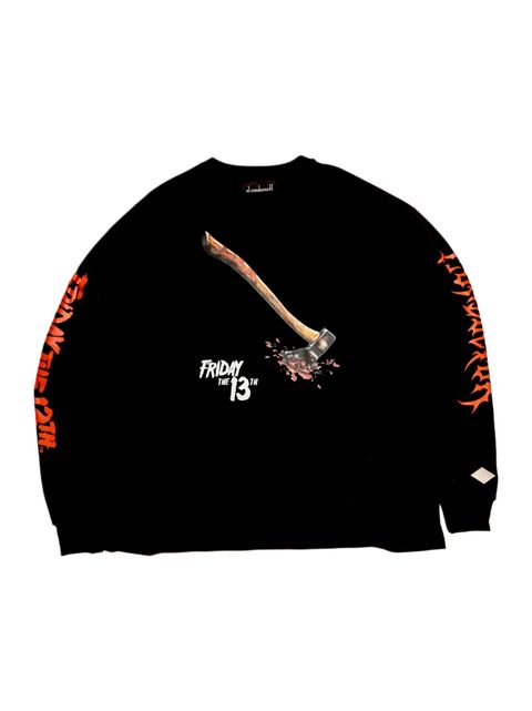 【13日の金曜日コラボ】ポスター ビジュアル ロングスリーブ Tシャツ / xFRIDAY THE 13TH POSTER VISUAL L/S T-SHIRT / ブラック