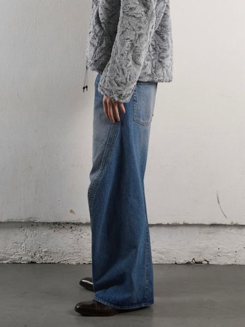 【24AW】3D ツイステッド ワイドレッグ ジーンズ / 3D TWISTED WIDE LEG JEANS / VINTAGE FADED INDIGO(インディゴ)