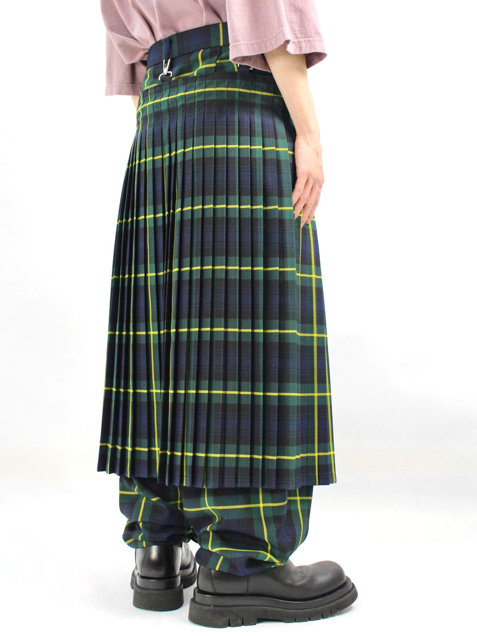 KIDILL - 2WAY プリーツチェック スカート / Harness Pleats Skirt