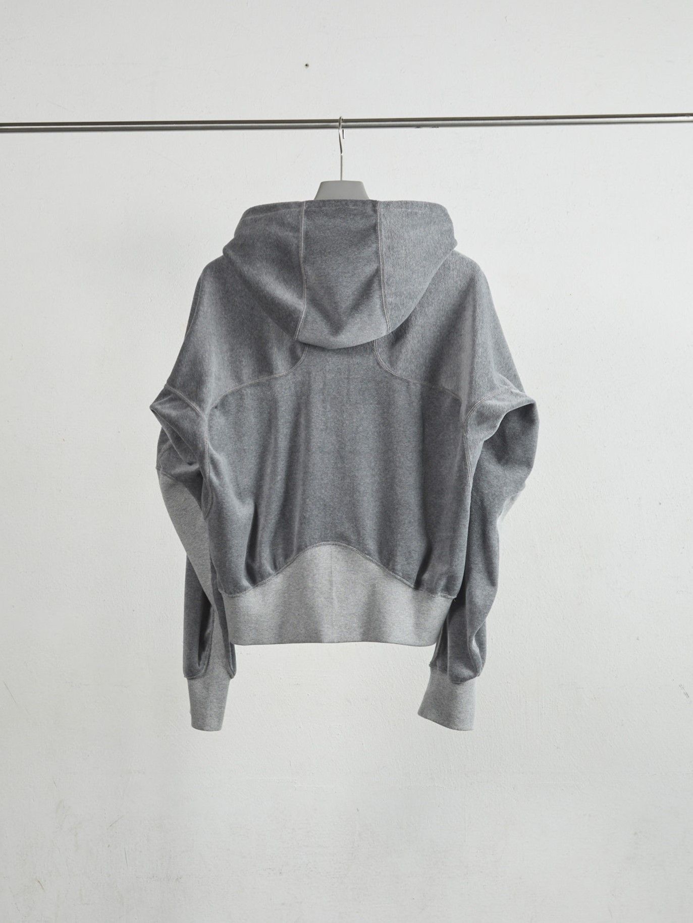 【25AW】 ベロア ジップアップ フーディー パーカー / VELOUR ZIP UP HOODIE / HEATHER GREY(ヘザーグレー)