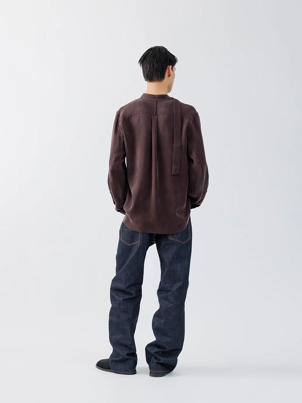 【26AW】Vネック ボウタイ ブラウス 長袖 シャツ / V-NECK BOW TIE BLOUSE .16 / OXBLOOD(ブラッド)